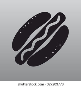 Flat hot dog icon. Vector