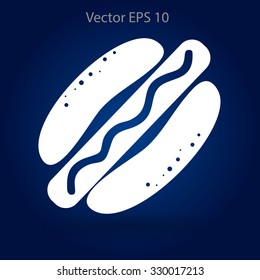 Flat hot dog icon. Vector