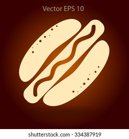 Flat hot dog icon. Vector