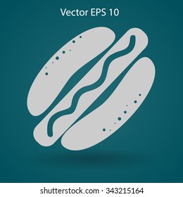 Flat hot dog icon. Vector