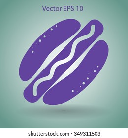 Flat hot dog icon. Vector
