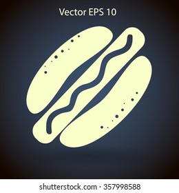 Flat hot dog icon. Vector