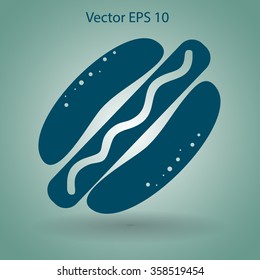 Flat hot dog icon. Vector