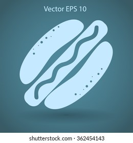 Flat hot dog icon. Vector