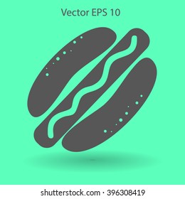 Flat hot dog icon. Vector