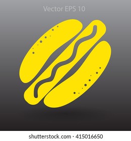 Flat hot dog icon. Vector