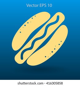 Flat hot dog icon. Vector