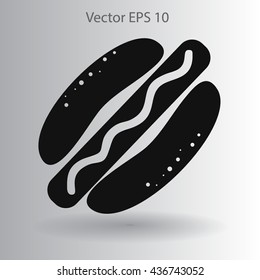 Flat hot dog icon. Vector