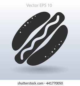 Flat hot dog icon. Vector