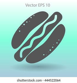 Flat hot dog icon. Vector