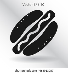 Flat hot dog icon. Vector