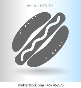 Flat hot dog icon. Vector