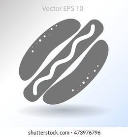 Flat hot dog icon. Vector