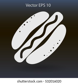 Flat hot dog icon. Vector