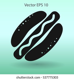 Flat hot dog icon. Vector