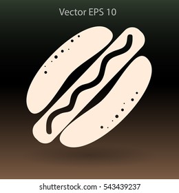 Flat hot dog icon. Vector