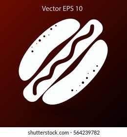 Flat hot dog icon. Vector