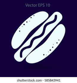 Flat hot dog icon. Vector