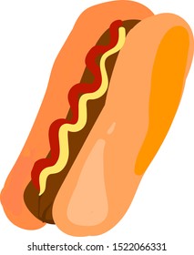 Flat hot dog, illustration, vector on white background.