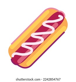 flat hot dog over white