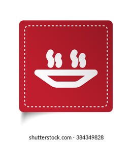 Flat Hot Meal icon on red sticker
