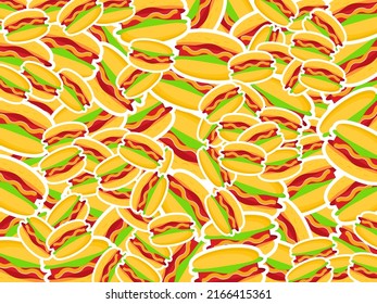 Flat hotdog food background pattern. Premium vector. Suitable for patterns, graphic resources and backgrounds.