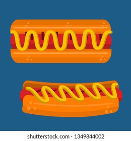 flat hotdog vector illustration