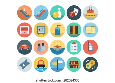 Flat Hotel and Restaurant Vector Icons 7