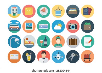 Flat Hotel and Restaurant Vector Icons 1