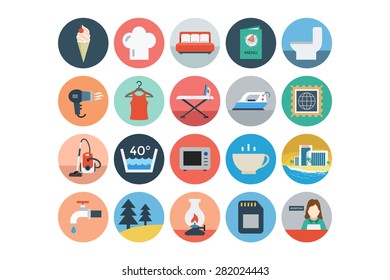 Flat Hotel and Restaurant Vector Icons 4