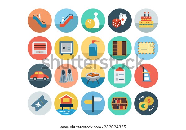 Flat Hotel and\
Restaurant Vector Icons 7