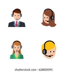 Flat Hotline Set Of Secretary, Hotline, Service And Other Vector Objects. Also Includes Call, Human, Center Elements.