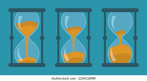 Flat Hourglass Collection.Set of hourglass