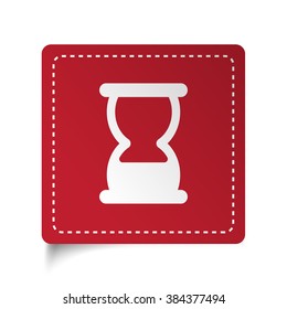 Flat Hourglass icon on red sticker