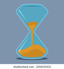Flat hourglass on blue background
