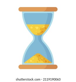 Flat hourglass with round cartoon style isolated on white background