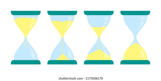 Flat hourglass set. Vector sand watch illustration.