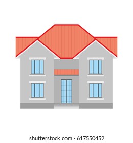 Flat house front icon, vector illustration