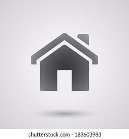 flat house icon, isolated, shaded, black color, for web & business