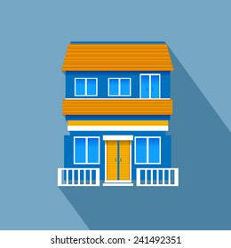 Flat house icon with long shadow. eps10 vector