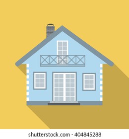 Flat House Icon with Long Shadow Vector Illustration EPS10