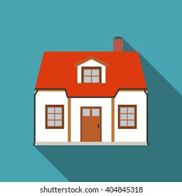 Flat House Icon with Long Shadow Vector Illustration EPS10