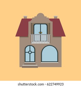 Flat house icon. Vector.