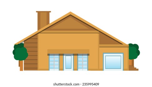 Flat House Illustration Isolated on White