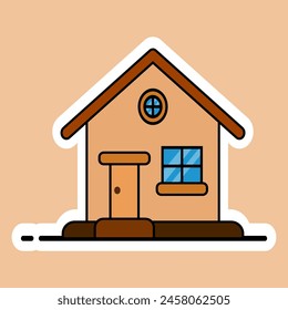 Flat house illustration sticker design