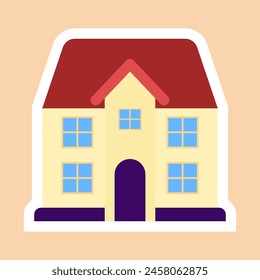 Flat house illustration sticker design. Cute house design