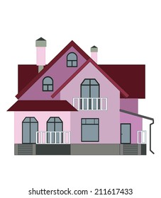 Flat house isolated on white background (vector illustration)
