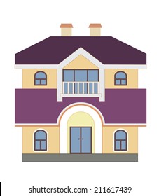 Flaches Haus einzeln auf weißem Hintergrund (Vektorgrafik)