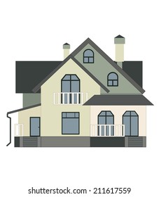Flat house isolated on white background (vector illustration)