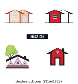 Flat house logo set symbol vector Illustration.